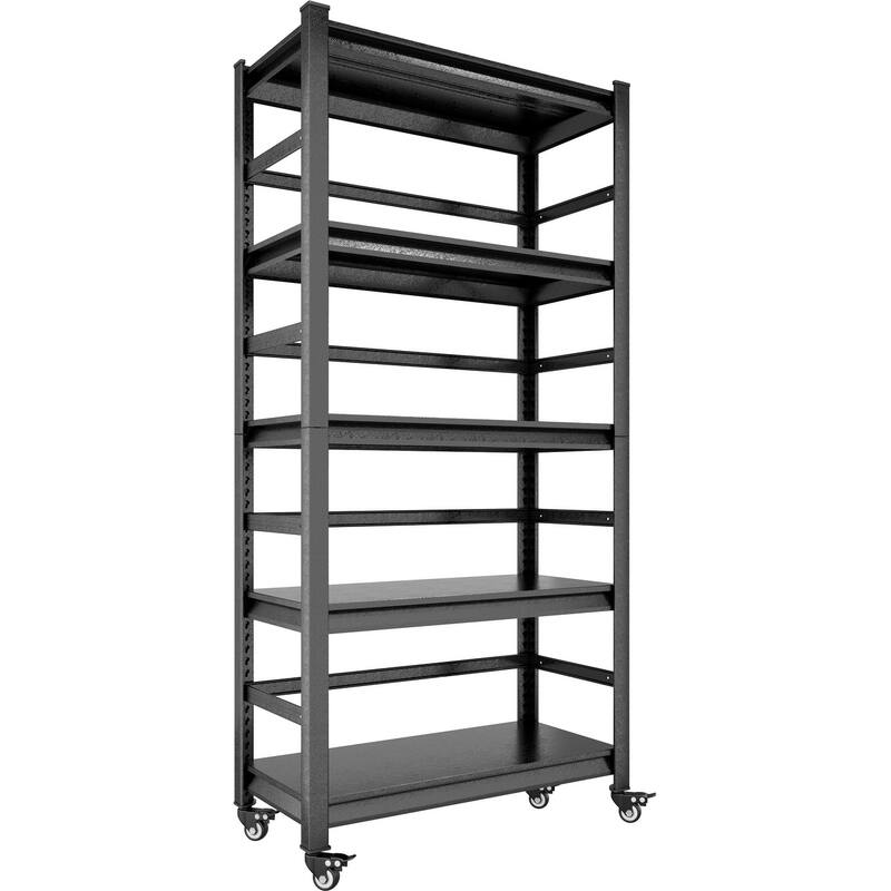 72" Heavy Duty Shelves 5 Tier Metal Shelving Unit with Wheels, Adjustable Shelf Heights